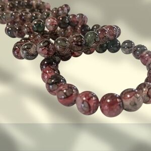 6 Crackle Glass Beaded Stretch Bracelets